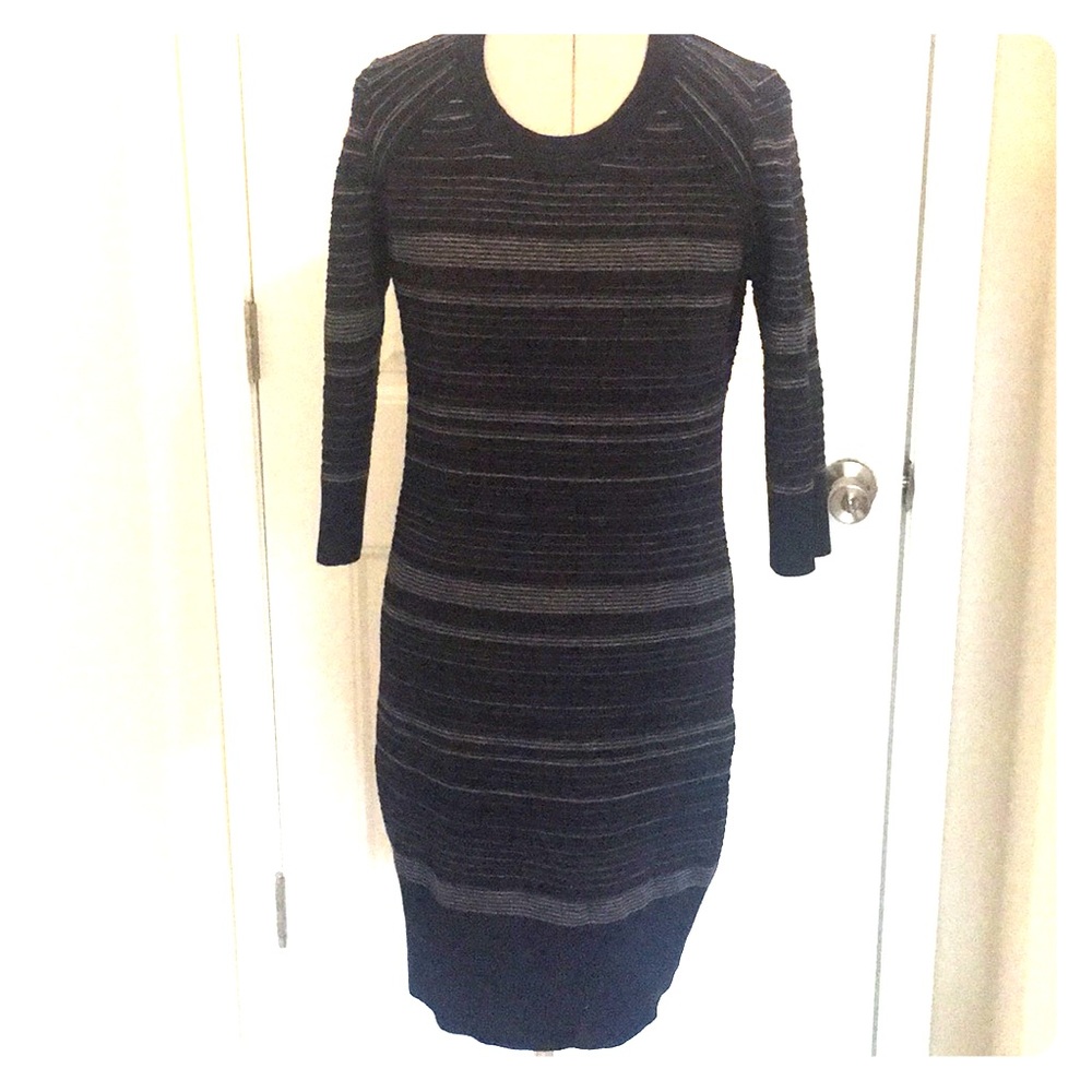 Sz M Cremieux Knit Sweater Dress Dark Blue/Gray
